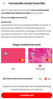 Comanda card Libra Bank