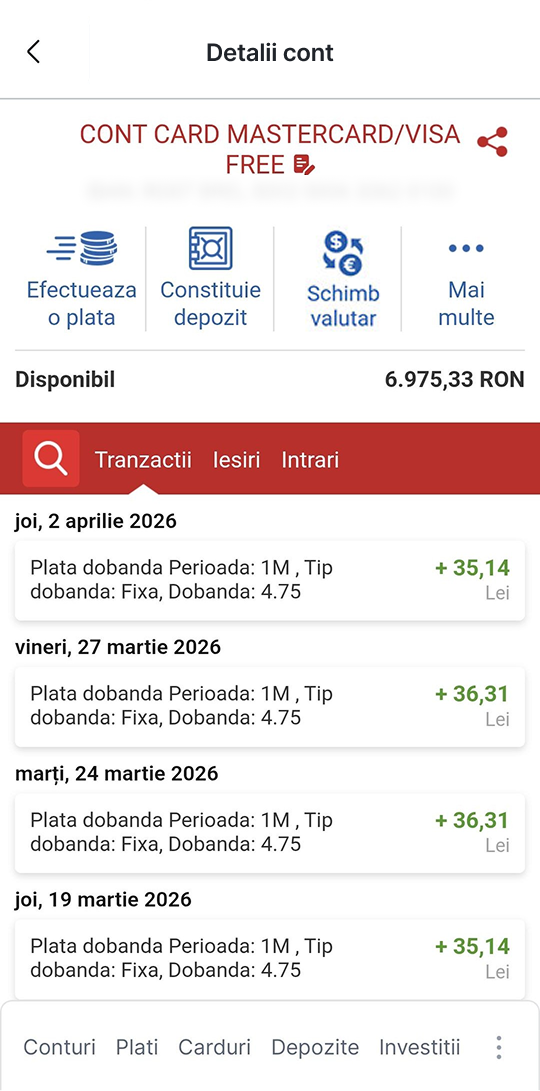 Detalii conturi mobile banking