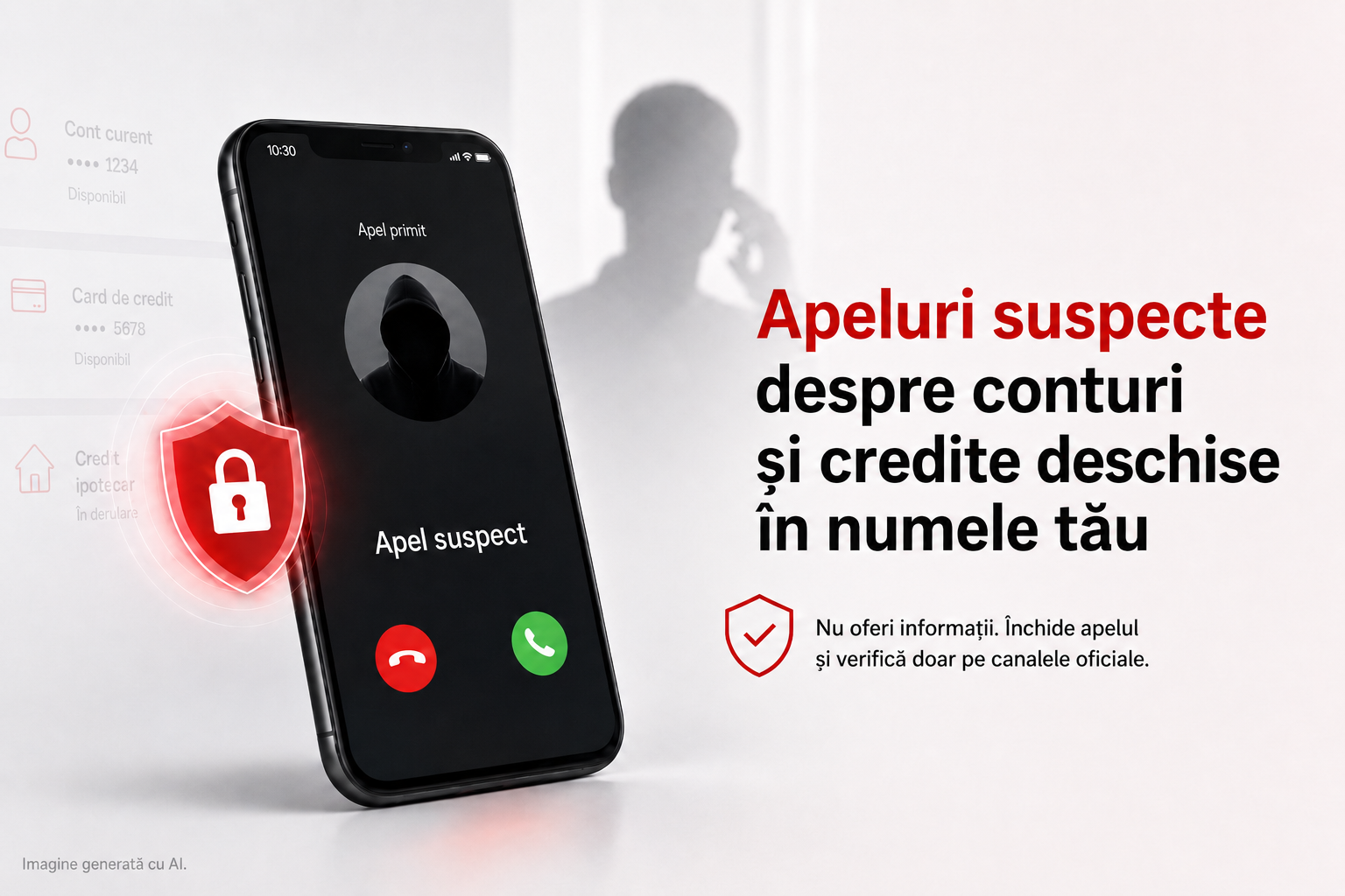 Apeluri de fraudă care invocă banca sau alte instituții: conturi și credite deschise pe numele tău