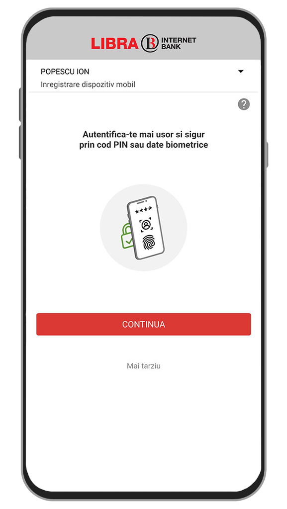 Mobile banking - ecran aplicatie